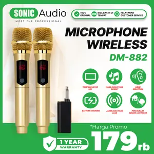 [COD] Profesional Mikrofon Wireless MIC DM-882 GOLD EDITION Sonic Audio Microphone Untuk Kebutuhan Acara Kantor Meeting Conference, Audio Device & Karaoke