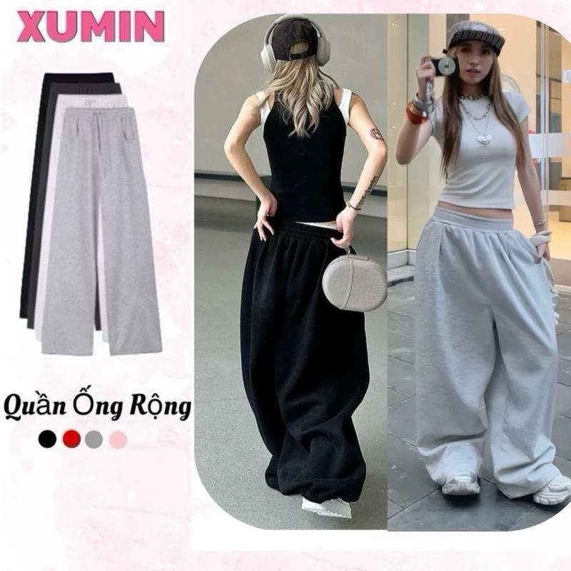  Quần Nỉ 2 Da Xu Min Min -  Ống Siêu Rộng  Pants Form Rộng Unisex Thích Hợp Thời Tiết 4 Mùa 