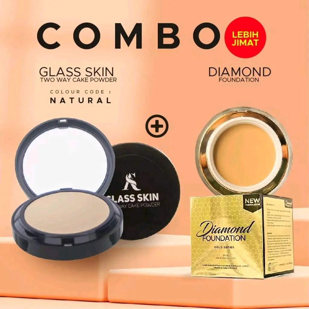 (set/loose) Makeup Diamond Foundation and Glass skin powder by Dherbs terlajak laris