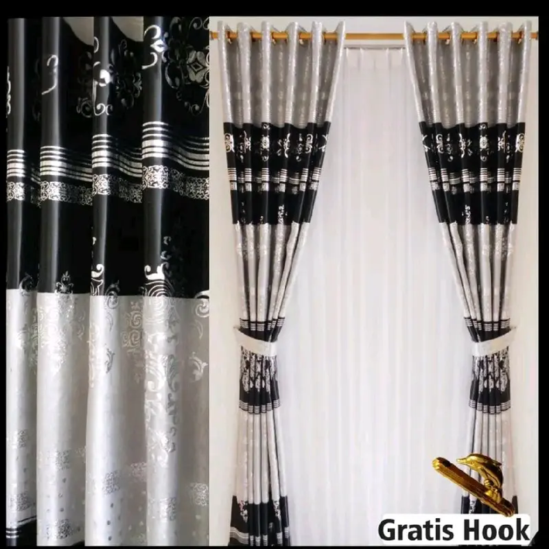Gorden Jendela Minimalis Pintu Kamar Tidur Aestetic Elegan Bludru Floxing Flat Motif Model Ring Smokring Ungu Coklat Abu Abu 6 Gelombang T 230 Curtain lembut zita hijau 1