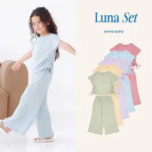 HYPO DIPO - Luna Girl Set - Setelan Anak Perempuan 1-8 Tahun - One Set Casual Pita Celana Kulot