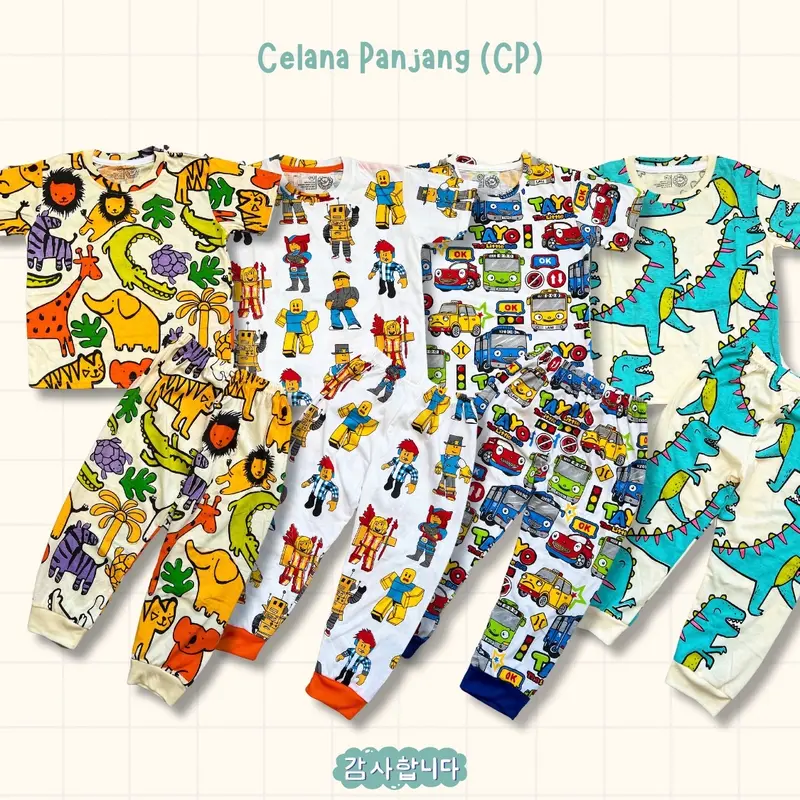 SETELAN ANAK FULLPRINT CP MOBIL CREAM BAJU ANAK LAKI LAKI Pakaian Anak printing Celana Panjang 1