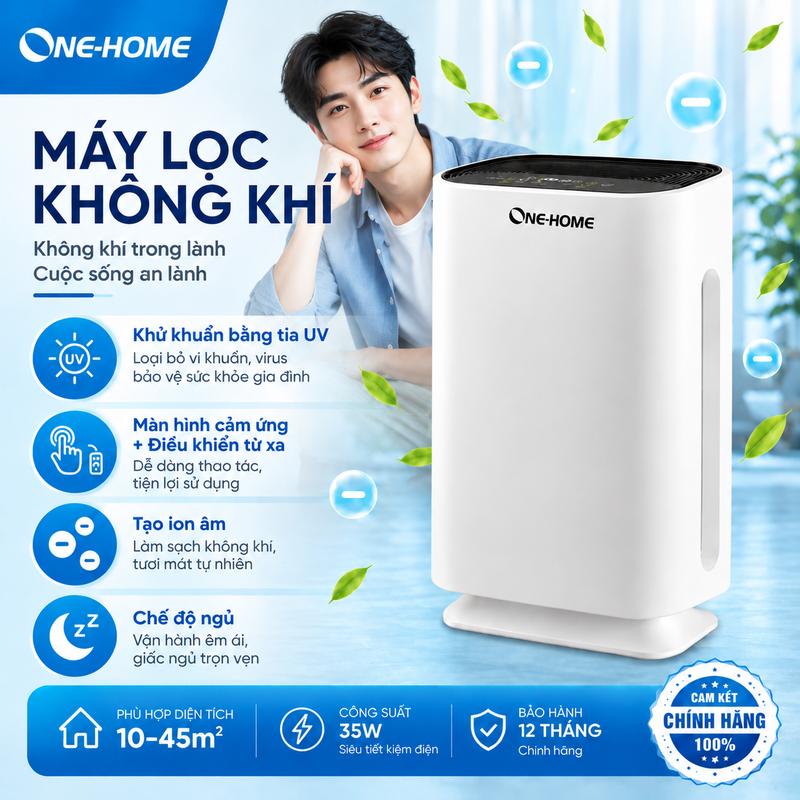 Máy lọc không khí diệt khuẩn cho mẹ và bé ONE-HOME Khử formaldehyde, diệt khuẩn, khử mùi, chức năng diệt khuẩn UV, chống bụi mịn, khí thải xe hơi, mang lại không khí trong lành như rừng núi.