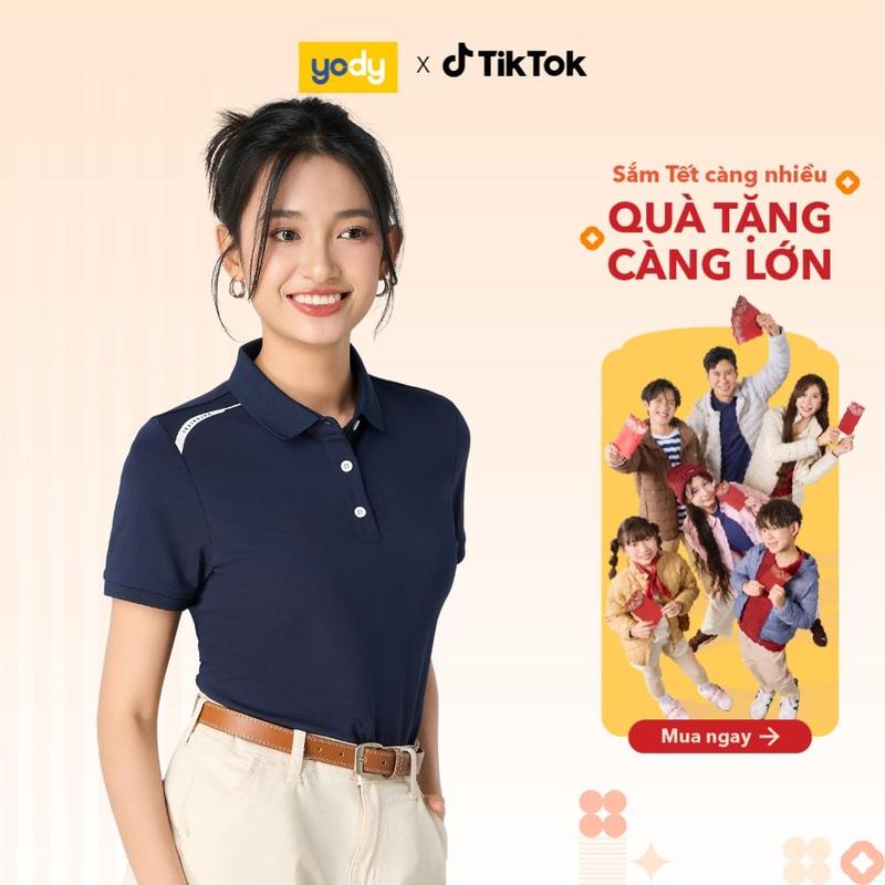  YODY Áo Polo Nữ Ponte Roma Cool In Vai thấm hút mồ hôi co giãn WAPO25S107 