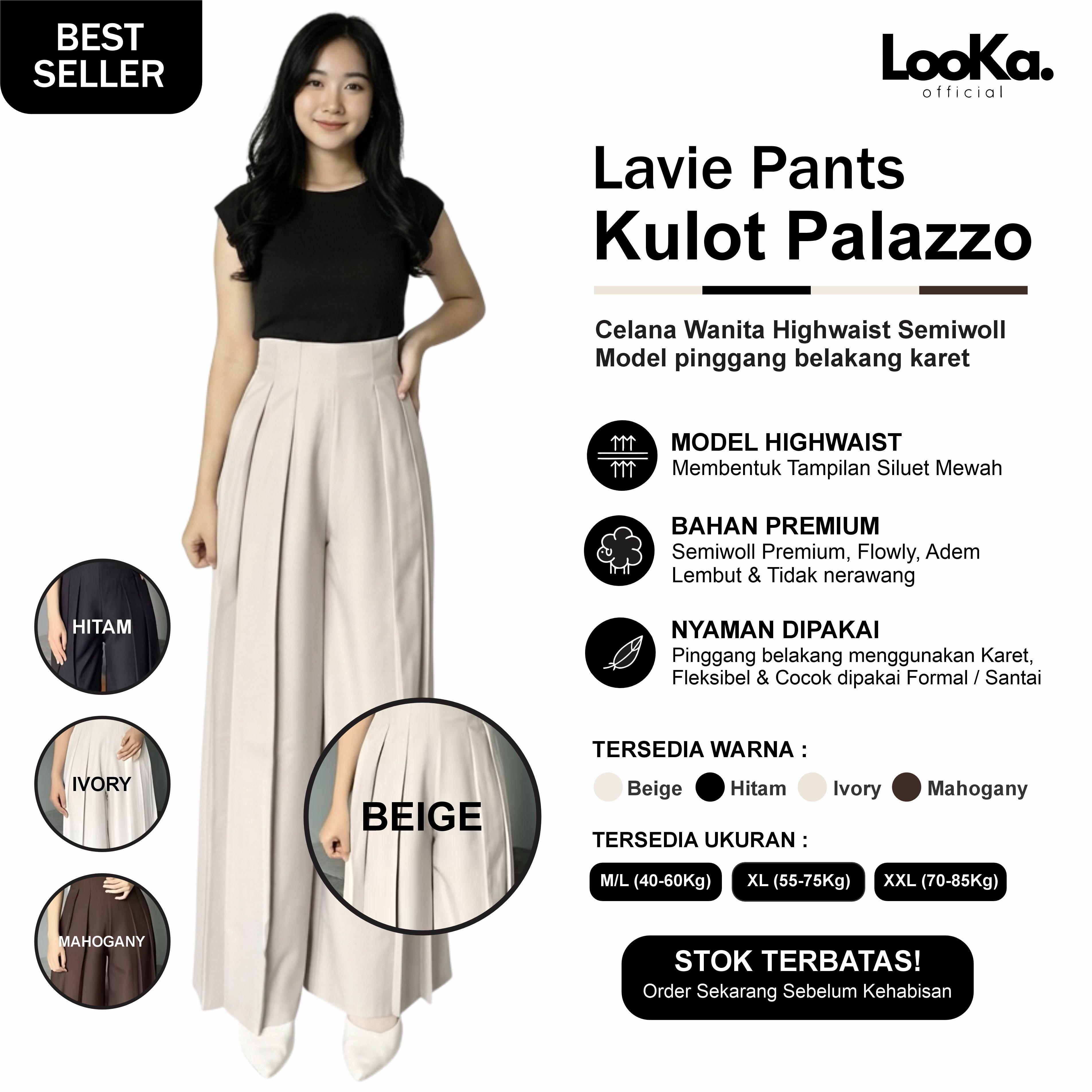 lavie pants celana kulot wanita highwaist kulot palazzo semiwoll nyaman