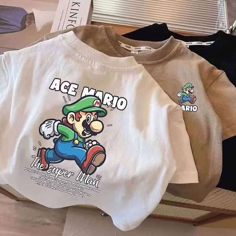 Baju Kaos Anak Gambar ACE MARIO Atasan Anak Laki laki dan Perempuan Bahan Katun Premium Kaos Uniseks Anak 2