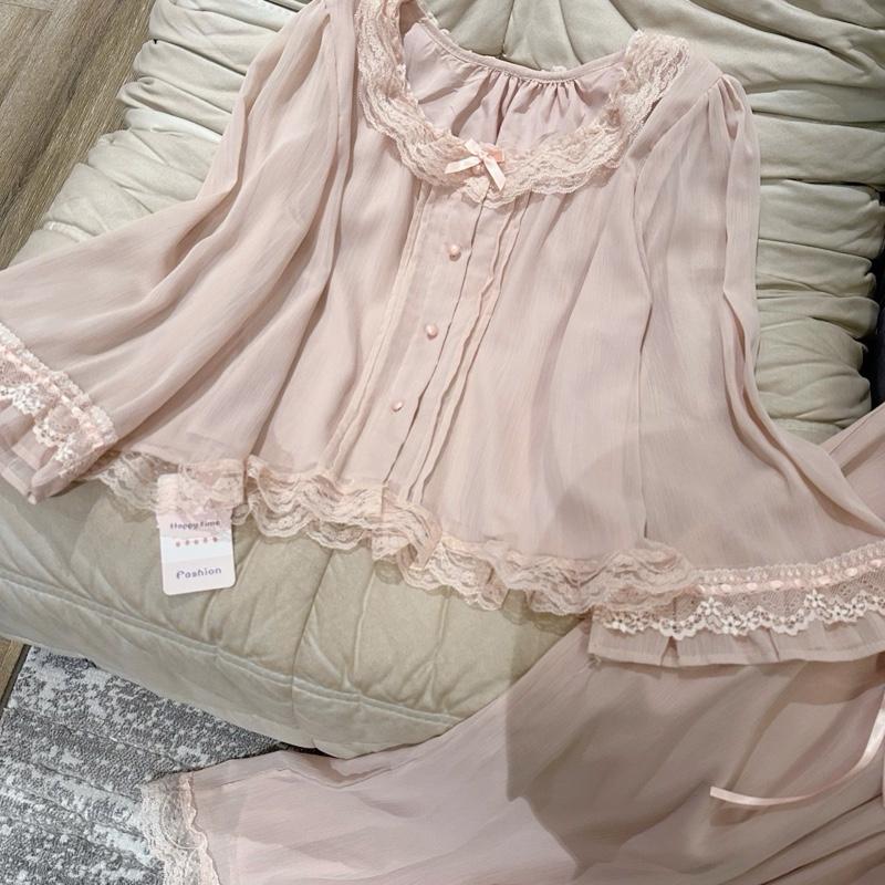  Bộ ngủ thô đũi tơ mềm tiểu thư tay xuông xoè xinh SP1831 