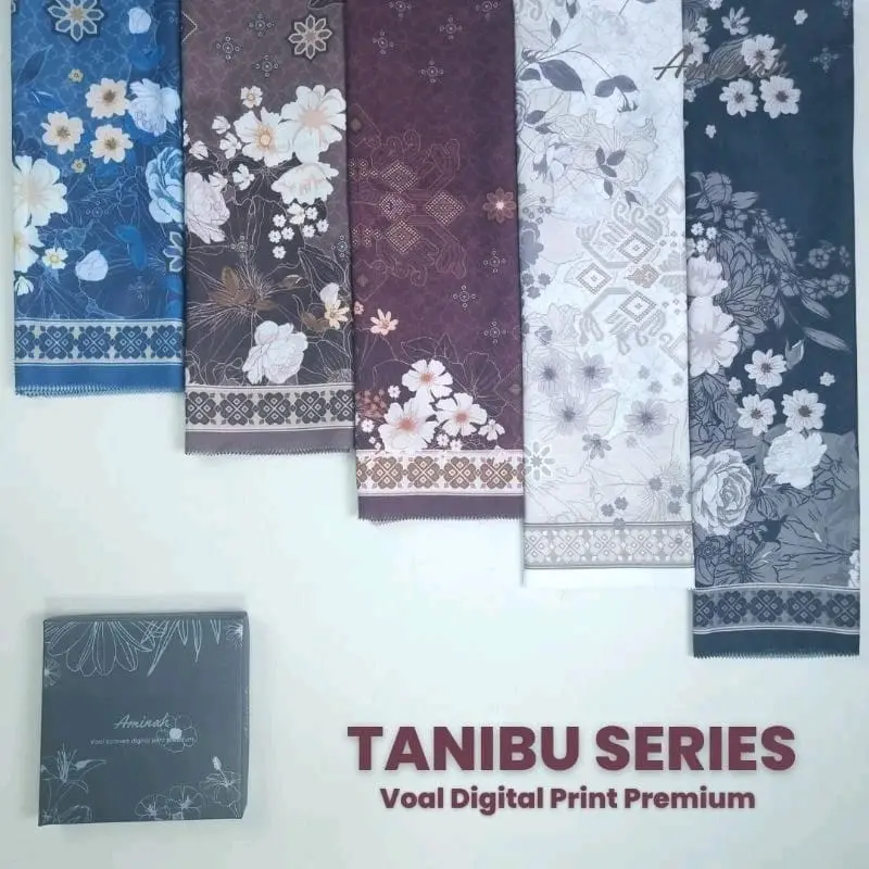 kerudung segi empat modern sof box MOTIF tanibu series Jilbab Printing Simple Cantik Digital voal