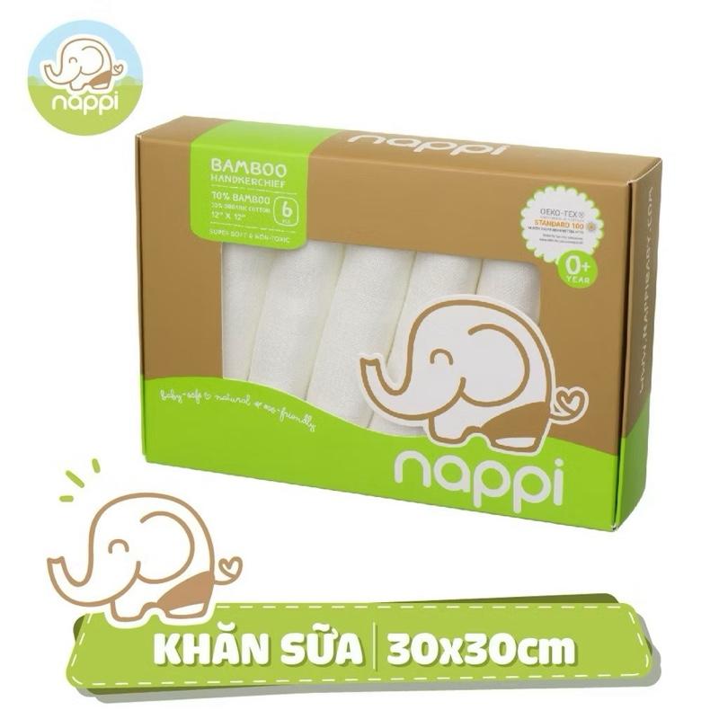 Sét 6 Khăn Sữa Sợi Tre Nappi Kháng Khuẩn Cho Bé