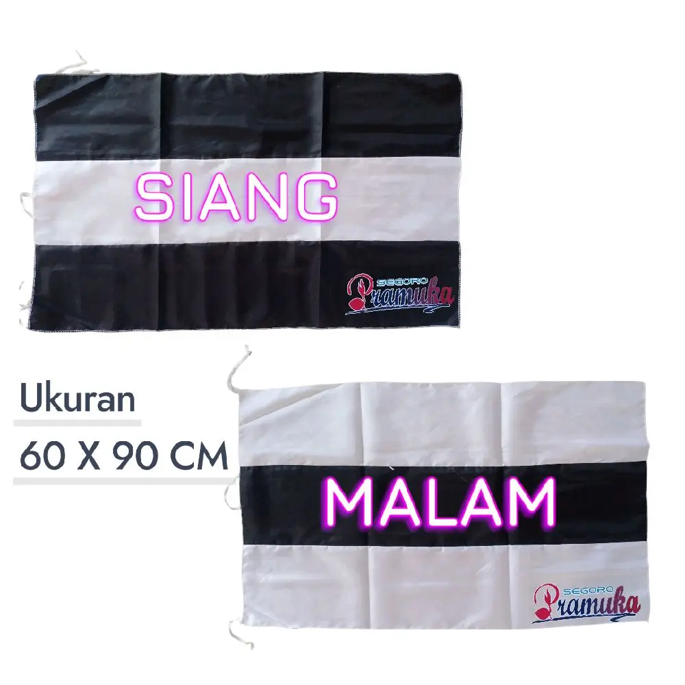 Bendera Pramuka Morse Siang & Malam Ukuran 60x90 CM Hitam Putih
