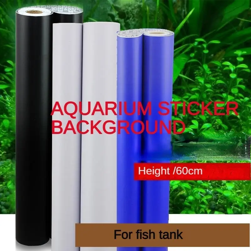 Aquarium Background Paper with Glue, Blue Fish Tank Background Painting, White Aquarium Decoration Wallpaper,