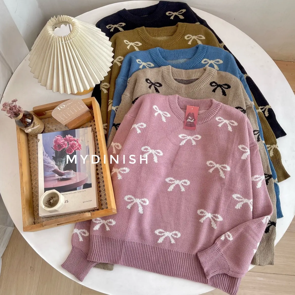 Sarah Blouse Rajut Wanita Sweater Motip Pita Atasan