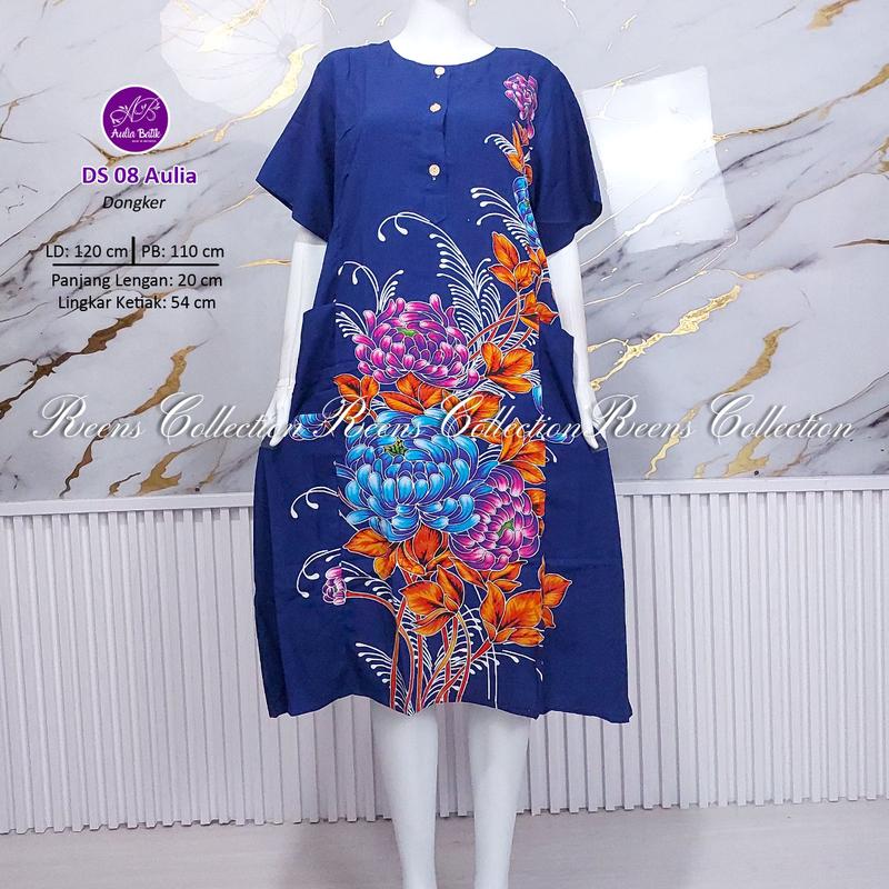 Aulia Batik Daster 08 Batik Print | Daster 3 Kancing Depan Busui 2 Saku Tangan Pendek Di Bawah Lutut daster  viral 3