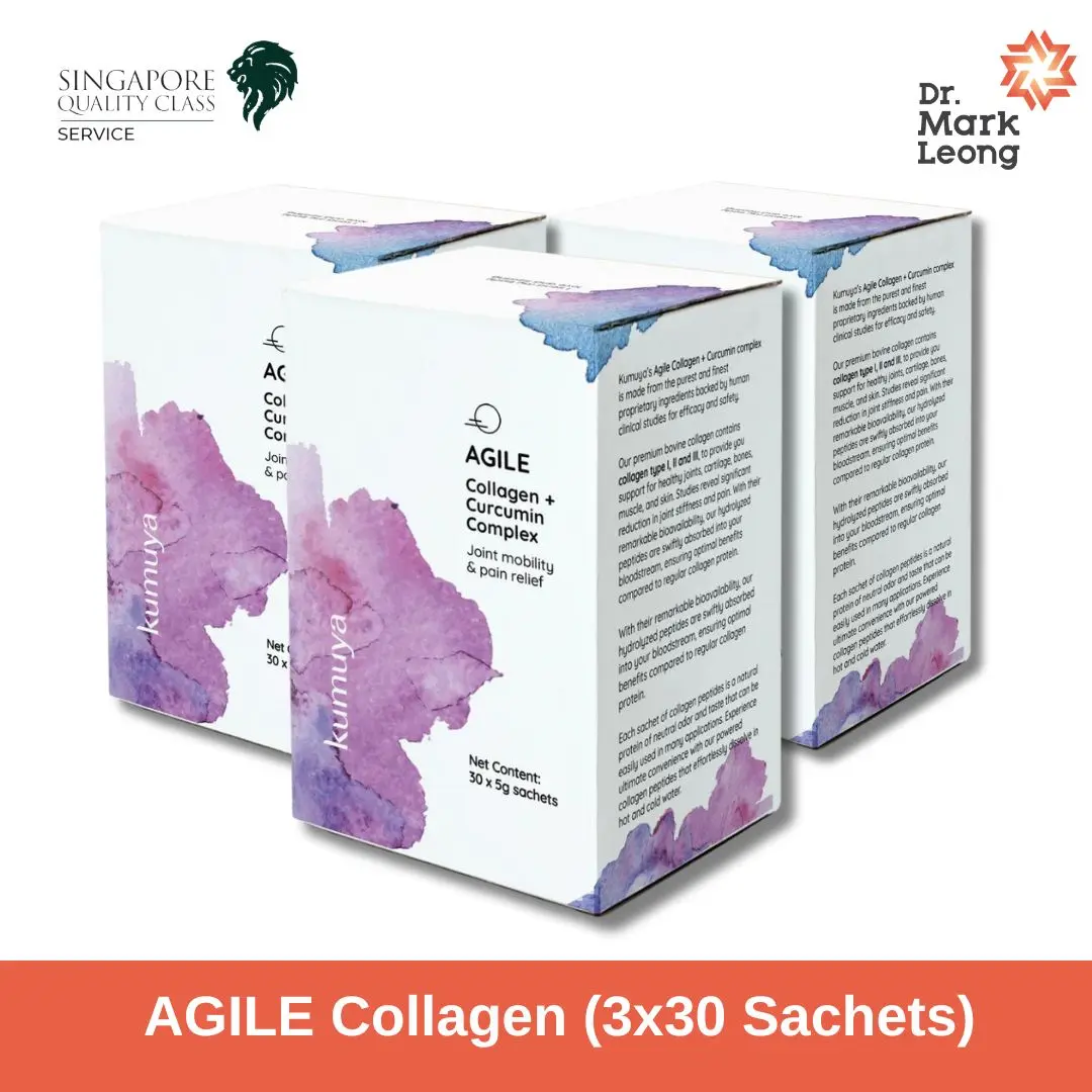 [Pack of 3 ] Dr.Mark Leong AGILE Collagen + Curcumin Complex | 5gram x 90 sachets