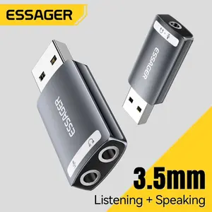 Essager USB Sound Card External 3.5mm USB Adapter Earphone Micphone Speaker Audio Interfacer For PS4 Laptop Computer Sound Card