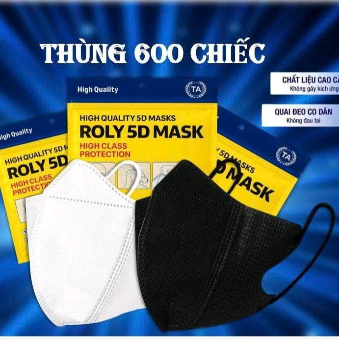 [Thùng 600 Chiếc] Khẩu Trang 5D Roly Mask Người Lớn Chính Hãng Cao Cấp Dày Dặn Chống Tia UV Bụi Khuẩn Chất Liệu Cao Cấp Quai Đeo Co Dãn