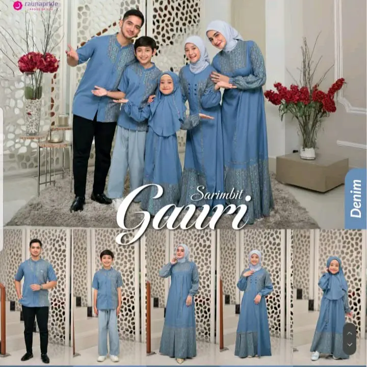 Sarimbit Gauri Denim By Raunapride Baju Lebaran Keluarga Terbaru 2025 I Couplean Sarimbit Keluarga