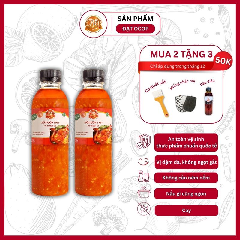 Combo 2 chai Sốt Ướp Thịt Nướng Muối Ớt Bếp Xuyên Việt 400G Sốt Ướp Thịt Hải Sản Tiện Lợi. Nước Sốt Gia Vị