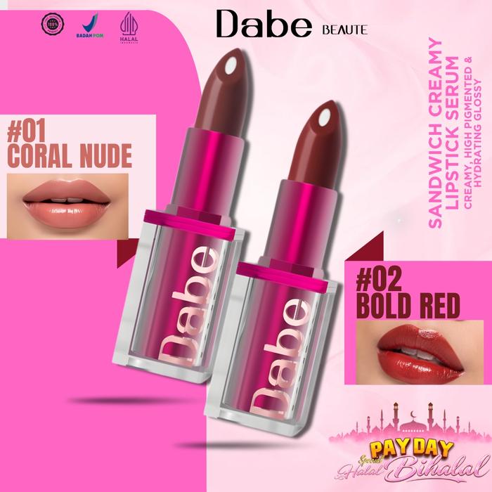 Gambar 2 SANDWICH CREAMY LIPSTICK SERUM DABE BEAUTE HOST - 1 Coral Nude + Bold Red dari Bella Shofie Dabe_NEW Kab. Bogor 3 Tokopedia
