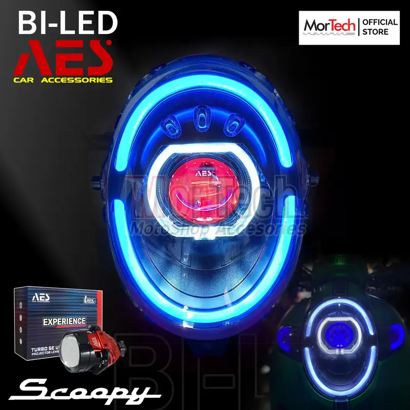Projie Biled AES Turbo SE Experience 2.5inch + Ring Shroud Scoopy Headlamp Reflektor Lampu Depan Projie Bi-LED Biled Komplit Mika PNP New Scoopy ESP 2017-2020 0