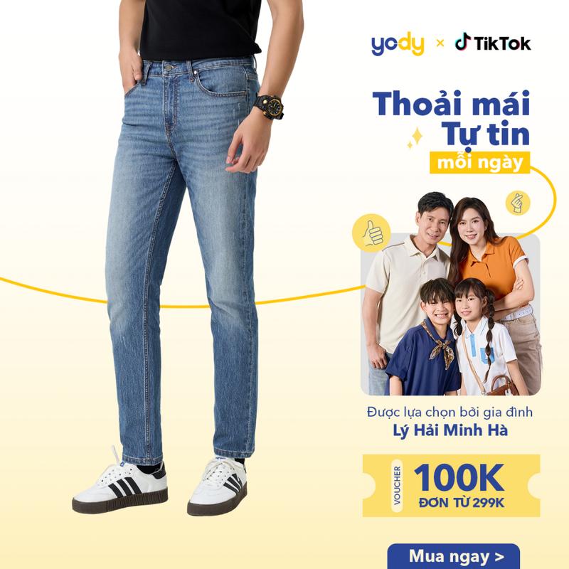 [Đồng giá] [ LIVE ] Quần Jean Nam Yody dáng Slim Fit Light Weight Xước Cá tính QJM7061