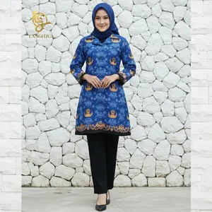 LANGITJUA - Seragam Korpri Wanita Model Tunik Bahan Katun C40's | Seragam ASN | Baju Kerja PNS