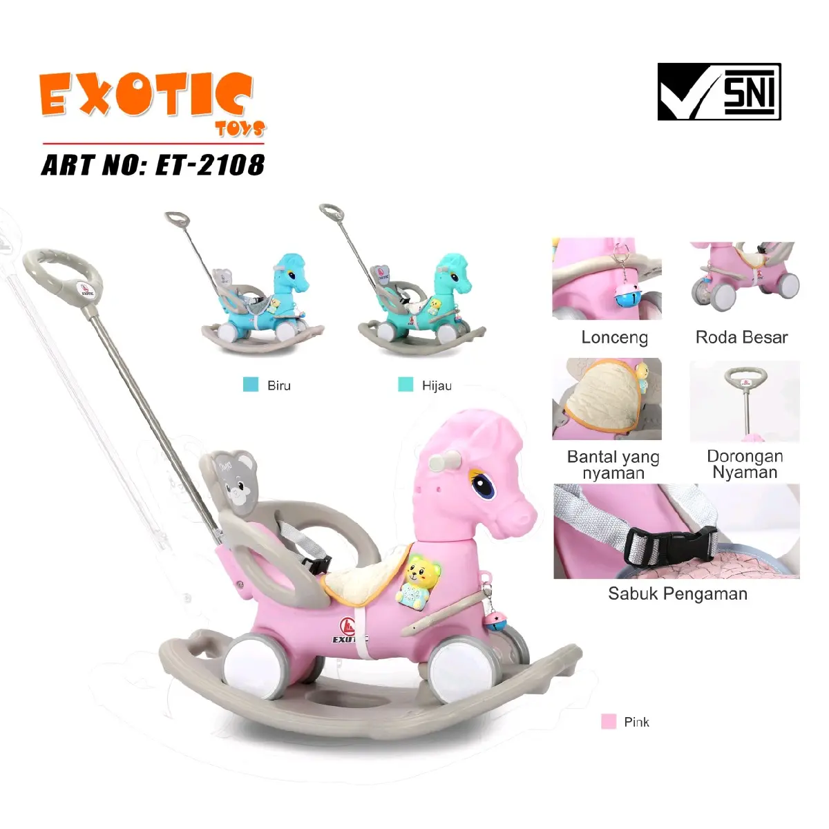 RIDE ON TOYS/MAINAN KUDA KUDAAN ANAK ET-2108 3in1 EXOTIC