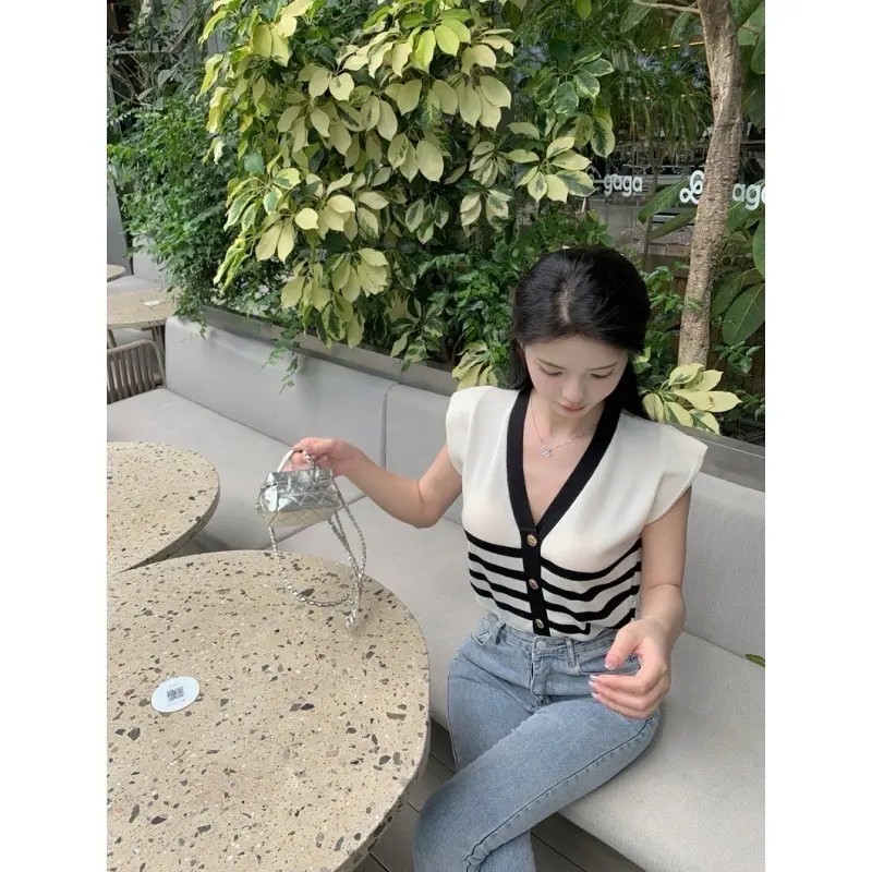 Vest Rompi Rajut Import Premium Full Kancing - Knitwear Tanpa Lengan Casual Model Wanita Terbaru Outer Atasan Motif Top 2