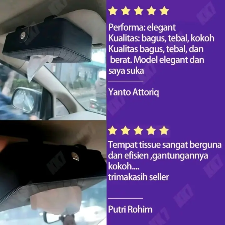 tempat tisu mobil/kotak tisu kulit mobil gantung an car visor Box mewah estetik hiasan universal 1