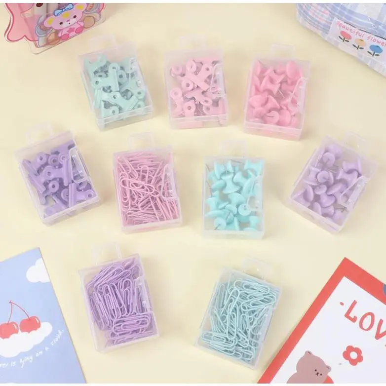 Klip Push Pin Penjepit Buku Paku Kertas ATK Aesthetic 1 Set 3