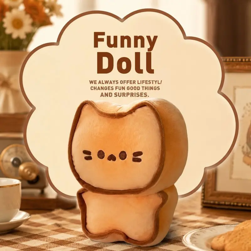 Boneka Kucing Biskuit Plush Imut Anti Stres Ukuran Portabel Praktis Dibawa Cocok Untuk Properti Foto Dan Hadiah Valentine Unik 【KOSMEBLAB】