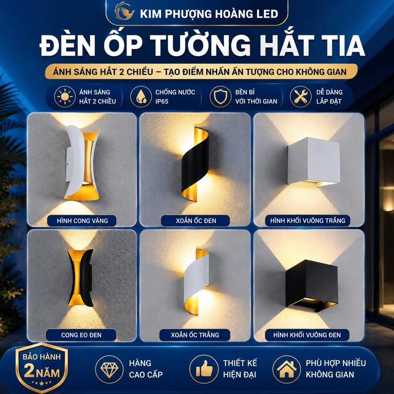 Đèn LED Hắt Tia Ốp Tường 2 Đầu Hắt 6 Tia 6W & 8 Tia 8W Ánh Sáng Vàng 3000K Bảo…