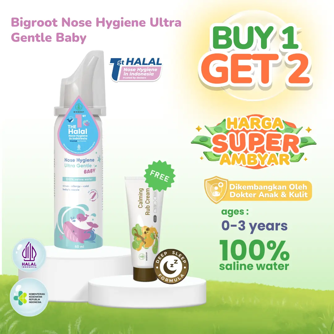 [BUY 1 GET 2] Nose Hygiene Ultra Gentle Baby Bayi 0 Bulan - 3th 50ml Bigroot FREE Calming Rub 5ml