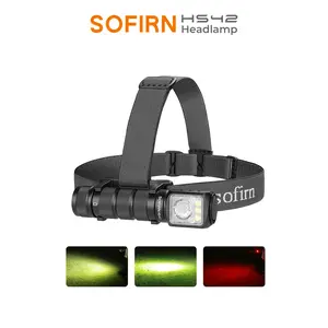Sofirn HS42 Lampu Depan 2100lm Cahaya Merah/Putih Baterai 18650 3000mAh EDC Dapat Diisi Ulang USB-C LED SST40, Senter portabel untuk berkemah, Jangkauan Penerangan 215m untuk Penggunaan di Rumah dan Luar Ruangan