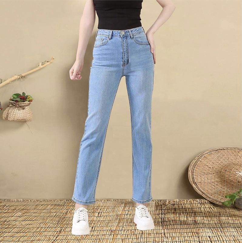 Quần Jean Nữ Ống Đứng Không Ôm Không Loe Torinto'Style - TT39. Lưng Cao Ngang Rốn quần jean Ong Đứng