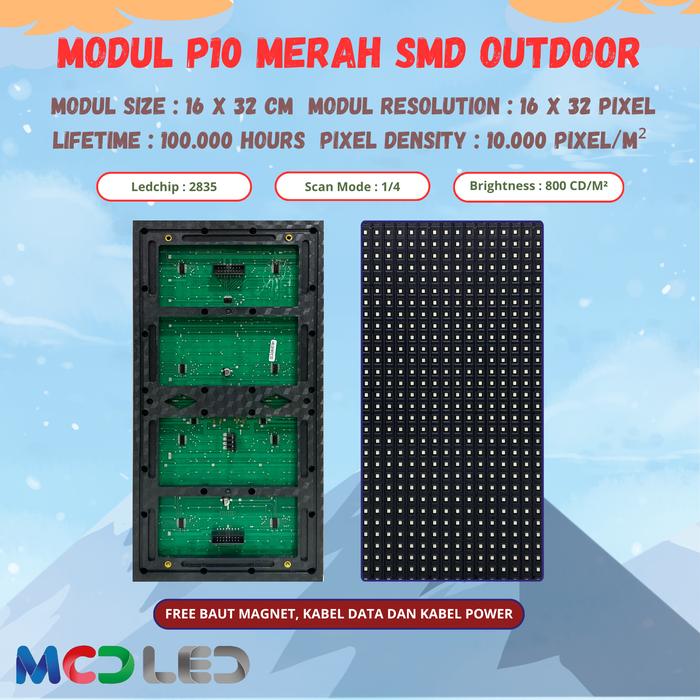 Jual PANEL MODUL LED P10 SMD MERAH HIJAU PUTIH BIRU KUNING SEMI ...