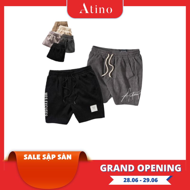  Quần Short Nhung Tăm Nam in Chữ ATINO L.5.1428 - 5.1427 Menswear Quần Lửng Menswear Quần Lửng Dệt Đen Tre Bi angel  short 