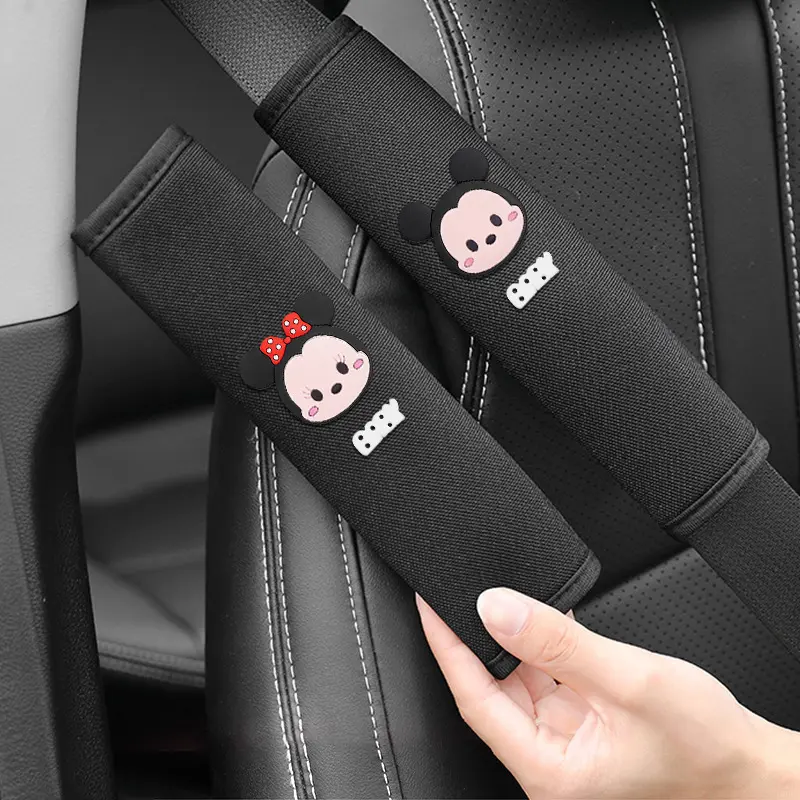 Sarung Cover Seatbelt Mobil Mickey Minnie Corgi Car silikon Blue 3