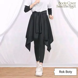 Rok Penutup pinggul Boty Asimetris Hyget | Booty Cover Sporty Modis | Rok Outer Legging Muslimah Kekinian Basic Bawahan Wanita