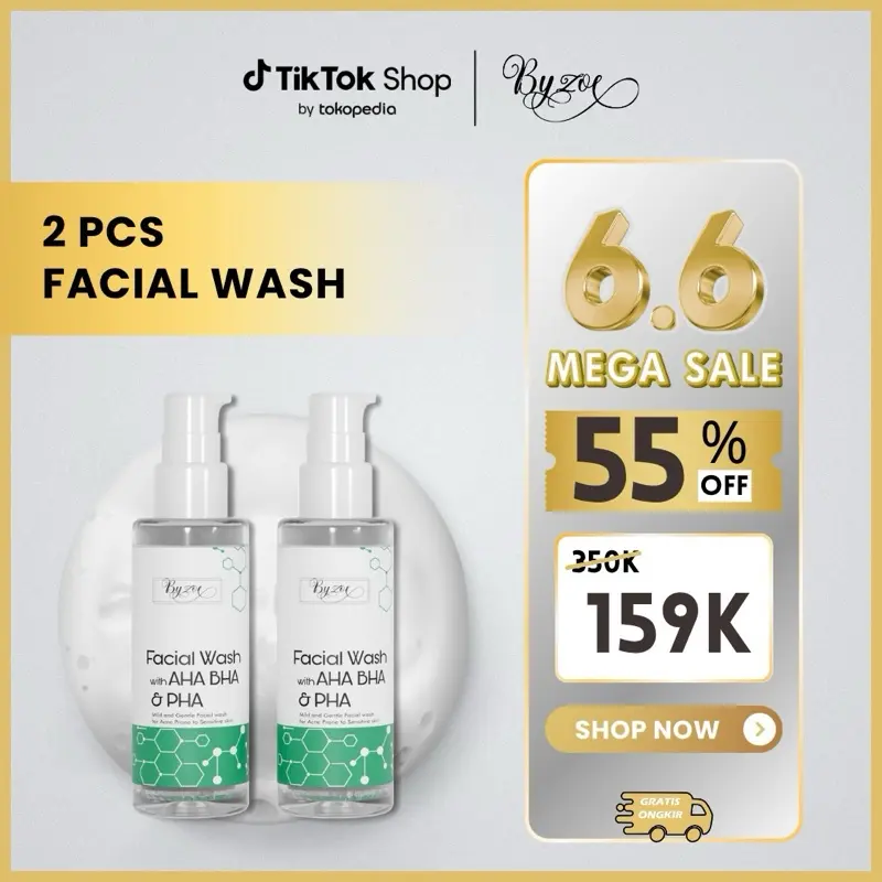 [EKSLUSIF BU OWNER] Byzoe Paket Hemat 2Pcs Byzoe Facial Wash with AHA BHA PHA for Sensitive Acne Normal Skin Membersihkan Mencerahkan Wajah Berjerawat Berminyak. 1