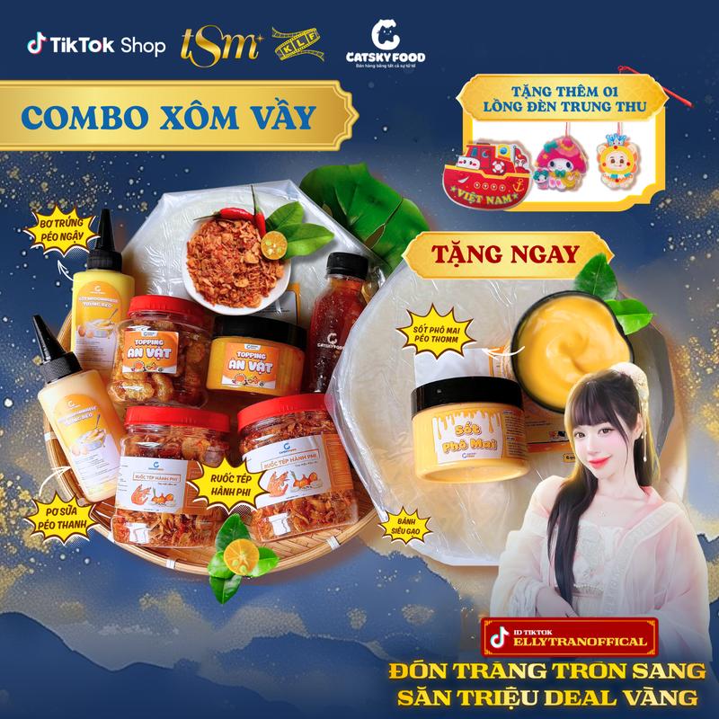 [Deal Live] Combo XÔM VẦY - Bánh Tráng Phơi Sương - Catsky Food - Bơ Ruốc Tép Khô Hành Phi Hương Vị Đậm Đà, Bơ Trứng,  Đồ Ăn Vặt Snack Food Combobanh Trang