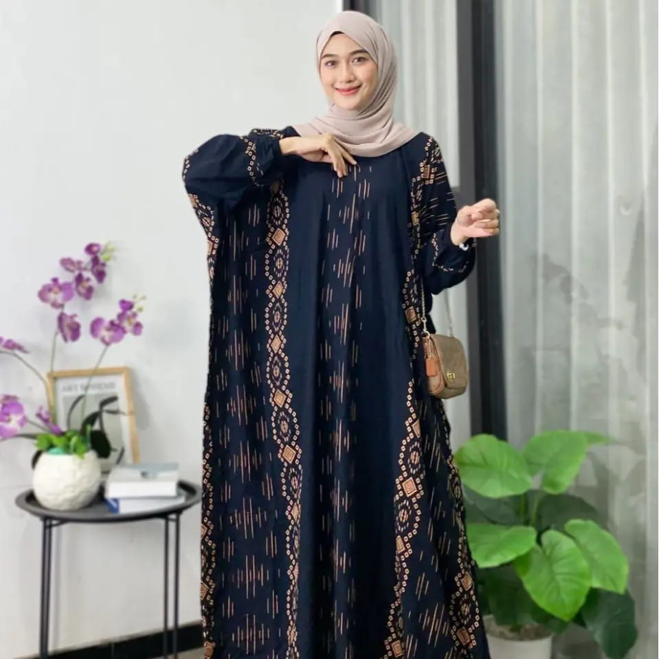 KAFTAN LALIDI tangan karet mint kaftans Gamis wanita pakaian wanita muslimah rayon premium Flare Sleeve Green