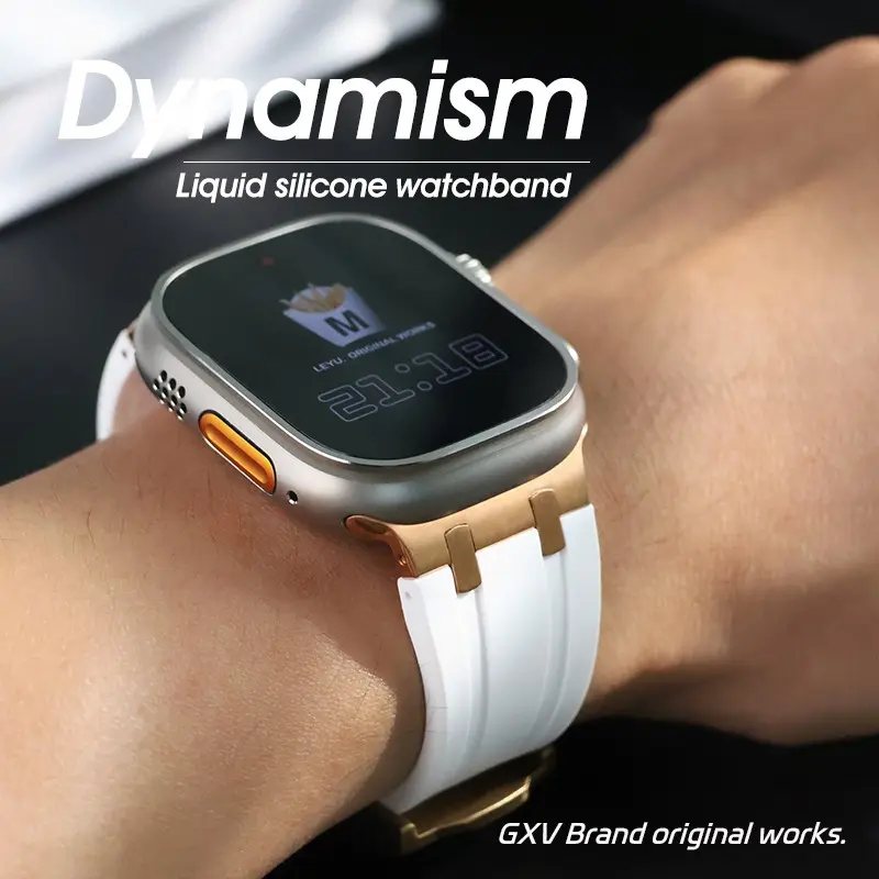Dây đeo cao su silicon lỏng thể thao, cho iWatch Ultra 49mm, 45mm, 44mm, 41mm và 40mm, dây đeo đồng hồ với Bộ Chuyển Đổi bằng thép không gỉ, cho iWatch Dòng 8, 7, 6, 5, 4, SE2, dây đeo thay thế bền, với hộp gói 1