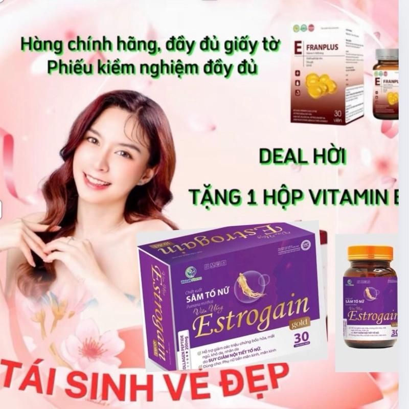 SÂM TỐ NỮ MỚI VIÊN UỐNG EÉTROGAIN GOLD 1 hợp 30 viên tặng 1hop vitamin E-HỔ TRỢ ĐẸP DA-HỖ TRỢ NỘI TIẾT -HỖ TRỢ CHĂM SÓC SẮC