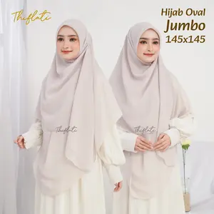 Thiflati Hijab Segi Empat Oval Malay  145x145 Polycotton Jumbo Anti Meleyot