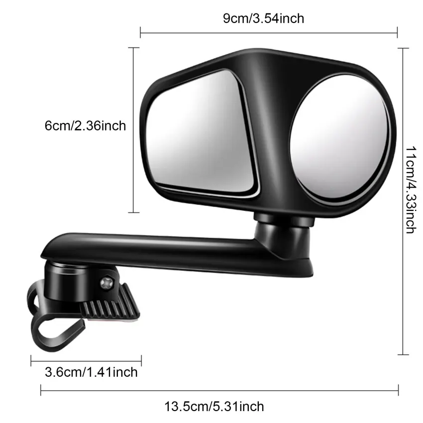 Car Wide Angle 360 Degree Rotation Blind Spot Rearview Front Wheel Convex Mirror Blind Spot Dead Angle Snap Way for   Parking PDC