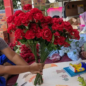 Rose Jerman Bunga Peony 3 Cabang Mawar Panjang Murah Bunga Dekorasi 1 Lusin Lusinan