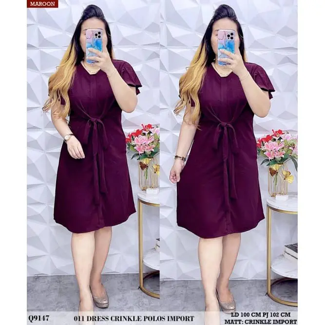 Daster Wanita Terbaru Kekinian - Dress Wanita Crinkle Premium - Midi Airflow Panjang Oversize Casual