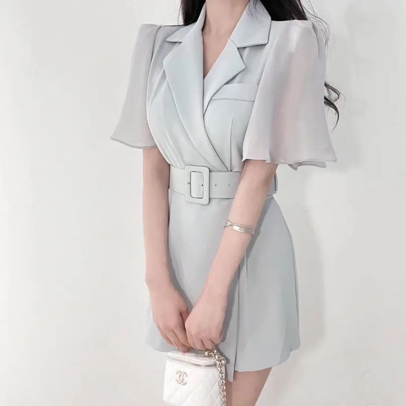 JS4805 Heejin Chiffon Sleeves Romper With Belt 5