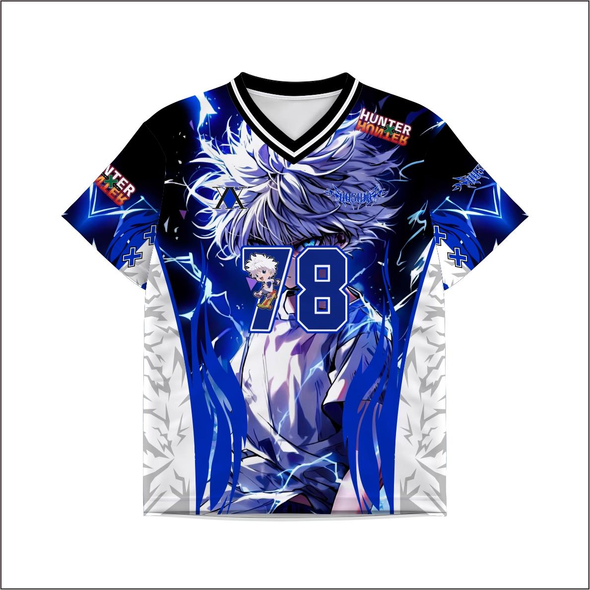 Jersey Anak kartun Killua hxh Biru Bahan Serena Premium Adem Halus Full Printing